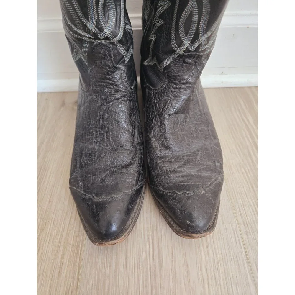 Tony Lama Y2060 Black Leather Embroidery Western Cowboy Pull On Mens Boots 11 D - Picture 6 of 12